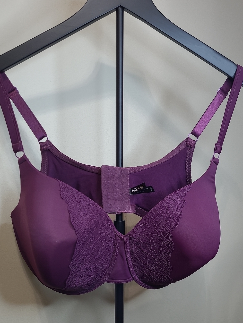 ABS Allen Schwartz Deep Purple Lace Underwire Bra 42DD